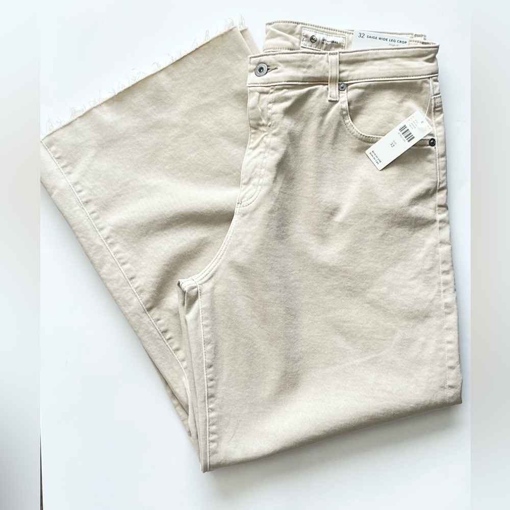 AG Jeans Saige wide leg crop jeans cloud soft denim NEW 32 neutral - Picture 6 of 16